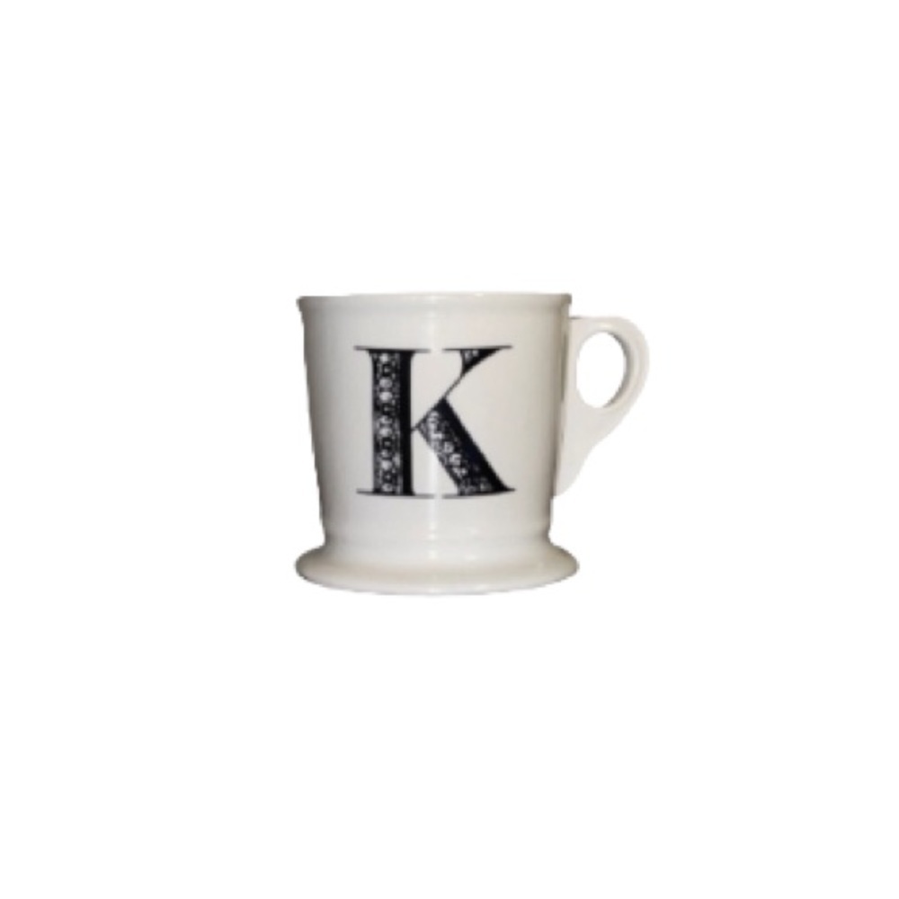 Anthropologie Cream and Black Ceramic Letter K Mug